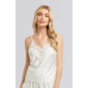 Homebodii Sian Luxury Satin White Lace Cami Sz. XS